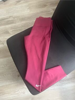 Nike Pink Maroon Dri-FIT Athletic Leggings